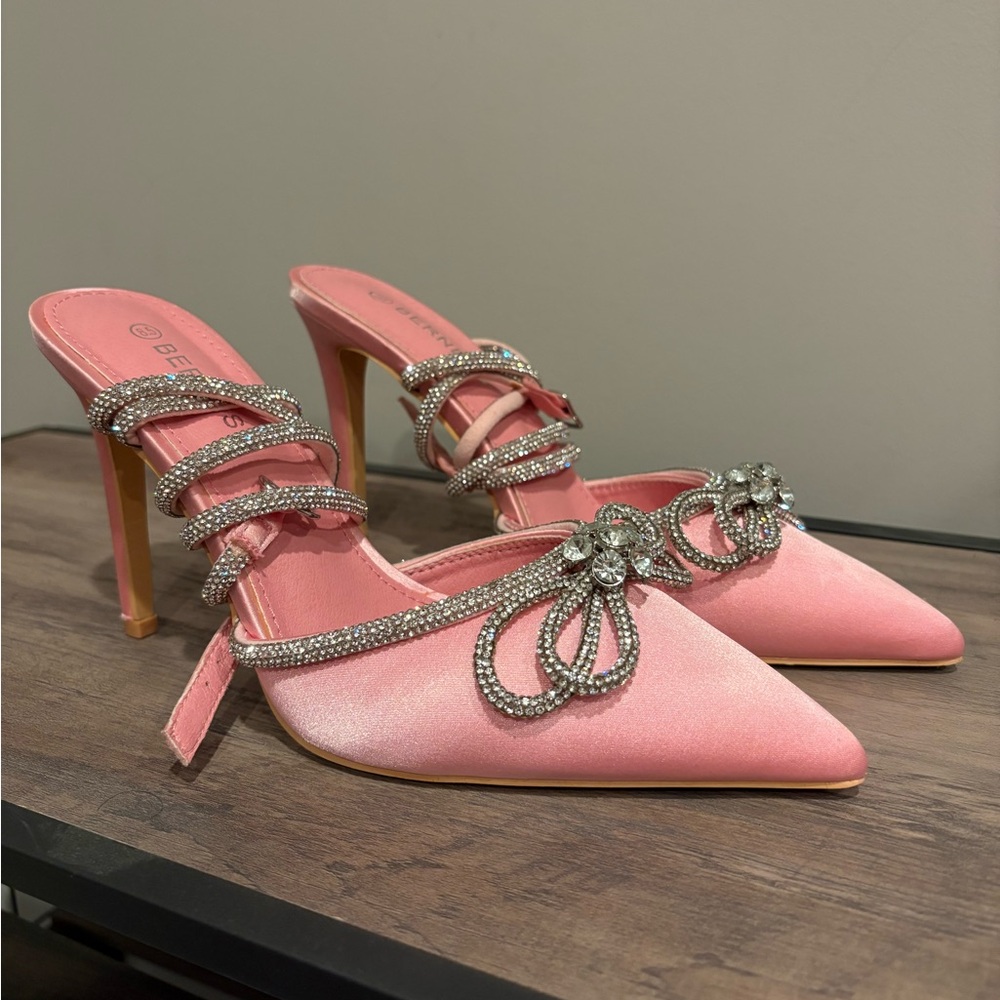 Elegant Pink Embellished Women's Heels